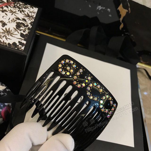 GUCCi飾品 古馳黑色髮夾 Gucci水晶字母頭飾發梳髮夾  zgbq1208